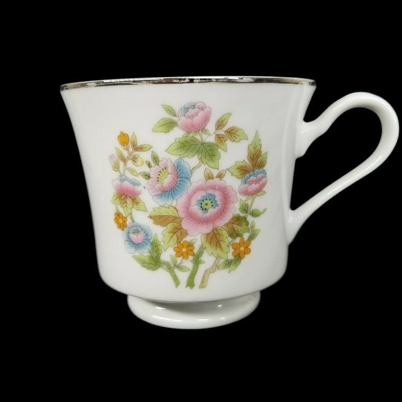 Floral Bouquet Fine China Of Japan Coffee Tea Cup Set of 3 Pink and Blue Flowers - Picture 10 of 12